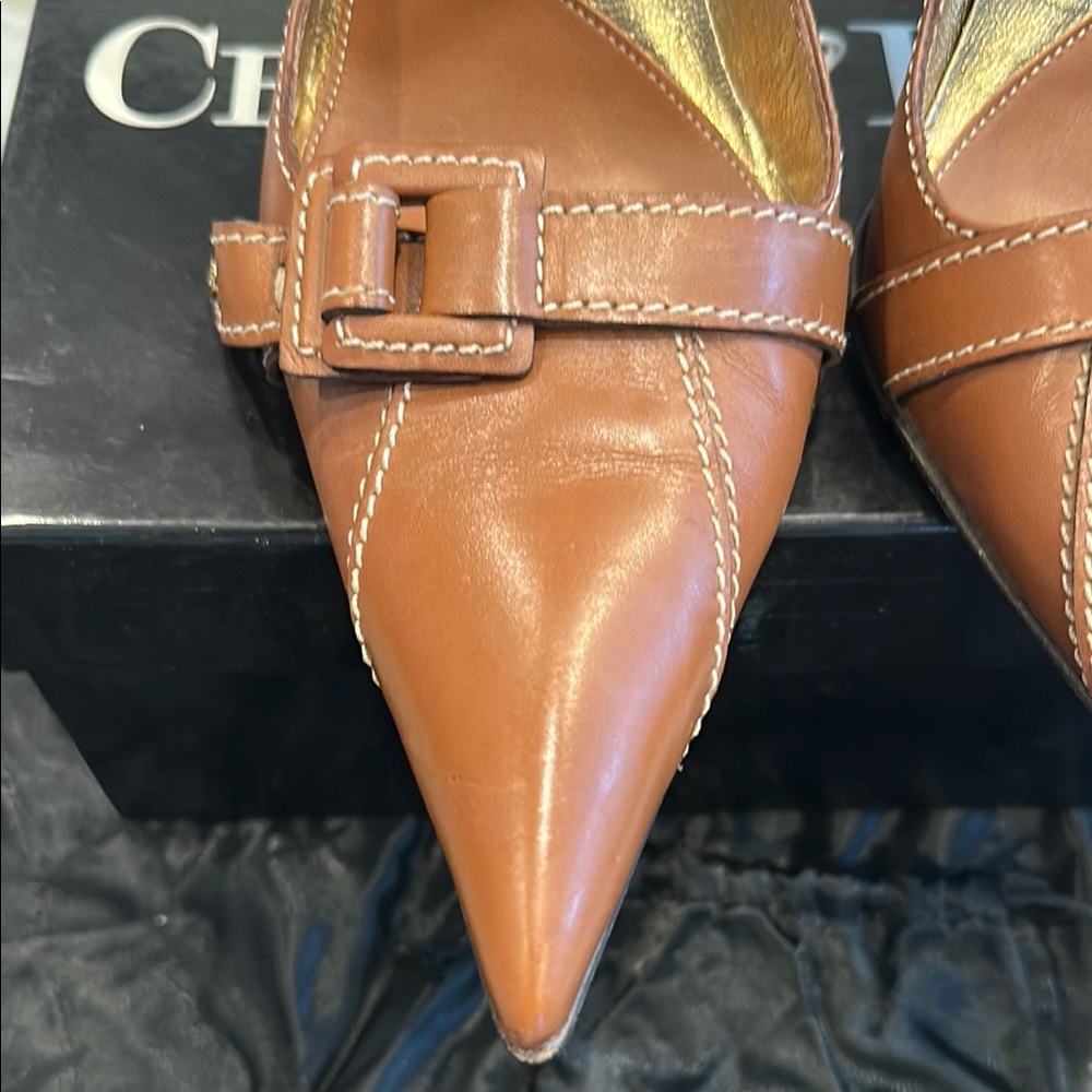 Vintage Y2K Cesare Paciotti Pointed Toe Pumps–Size 8–Brown Leather – Orig. Box - Picture 3 of 9